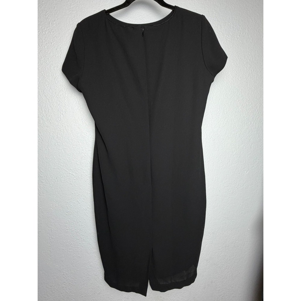 Vintage Liz Claiborne Shift Dress Women's Size 4 Black Short Sleeve Back Zip - Picture 2 of 8